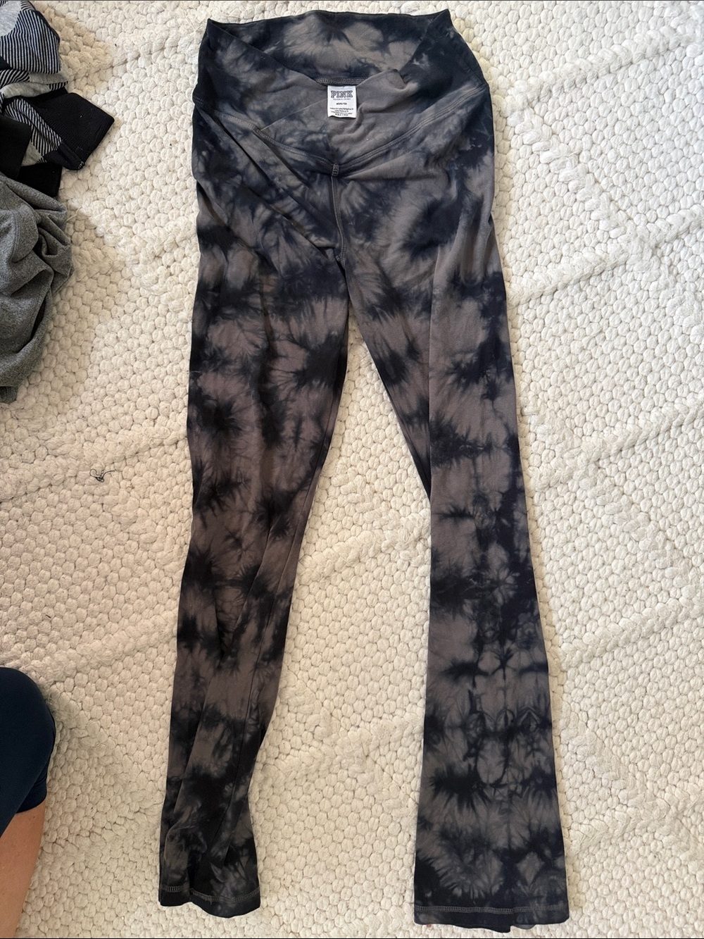 Victoria's Secret Black and Gray Tie-Dye Track Pants